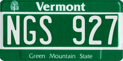 VT license plate NGS927