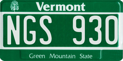 VT license plate NGS930