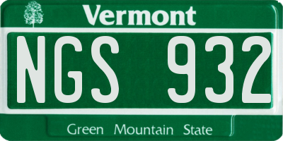 VT license plate NGS932