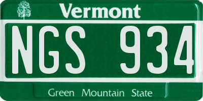 VT license plate NGS934