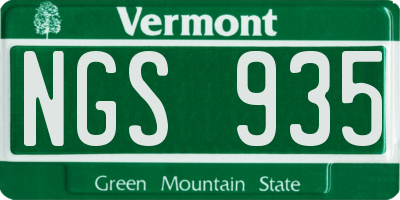 VT license plate NGS935
