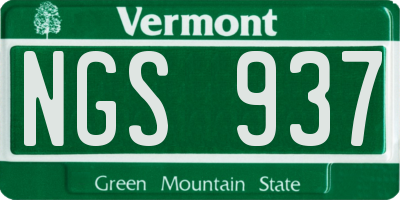 VT license plate NGS937