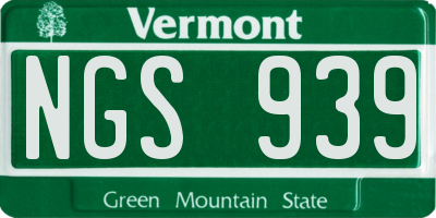 VT license plate NGS939