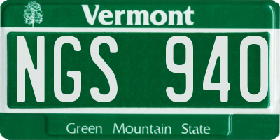 VT license plate NGS940