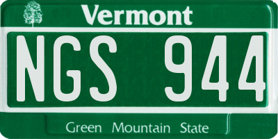 VT license plate NGS944