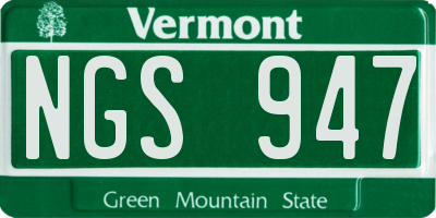 VT license plate NGS947