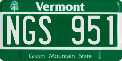 VT license plate NGS951