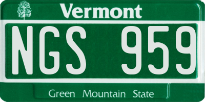 VT license plate NGS959