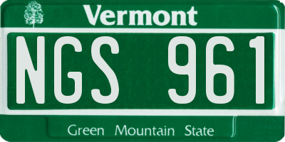 VT license plate NGS961