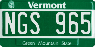 VT license plate NGS965