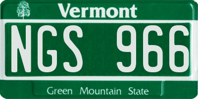VT license plate NGS966