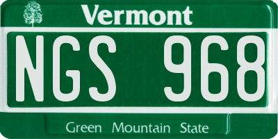 VT license plate NGS968