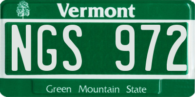 VT license plate NGS972