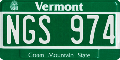 VT license plate NGS974