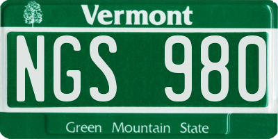 VT license plate NGS980