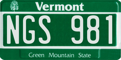 VT license plate NGS981