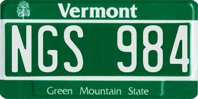 VT license plate NGS984