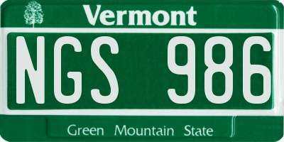 VT license plate NGS986