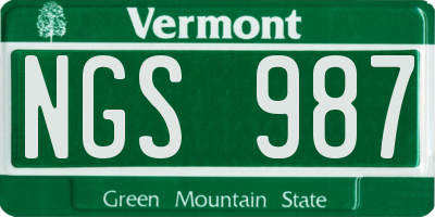VT license plate NGS987