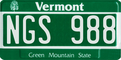 VT license plate NGS988
