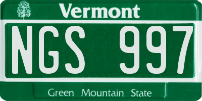 VT license plate NGS997
