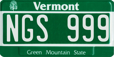 VT license plate NGS999