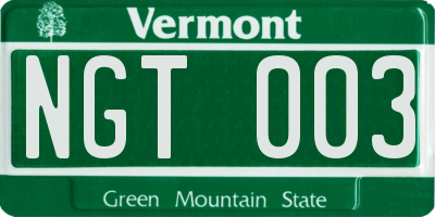 VT license plate NGT003