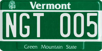 VT license plate NGT005