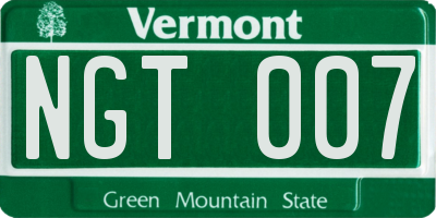 VT license plate NGT007