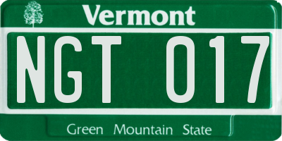 VT license plate NGT017