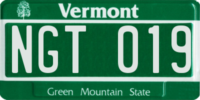 VT license plate NGT019