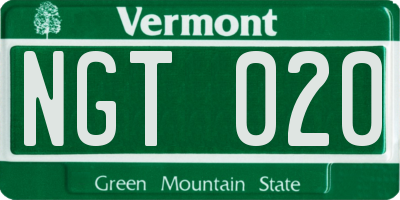 VT license plate NGT020