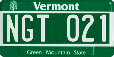 VT license plate NGT021