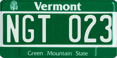 VT license plate NGT023