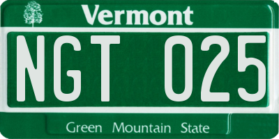 VT license plate NGT025