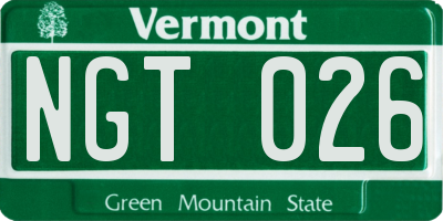 VT license plate NGT026