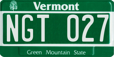VT license plate NGT027
