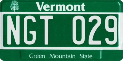 VT license plate NGT029