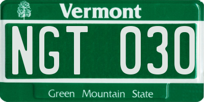 VT license plate NGT030