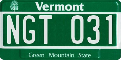 VT license plate NGT031