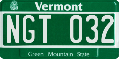 VT license plate NGT032