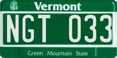 VT license plate NGT033