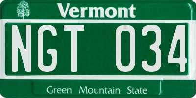 VT license plate NGT034