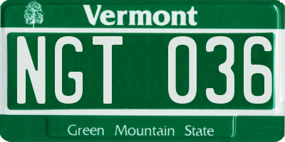VT license plate NGT036