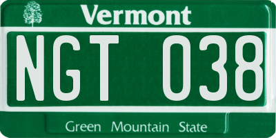 VT license plate NGT038
