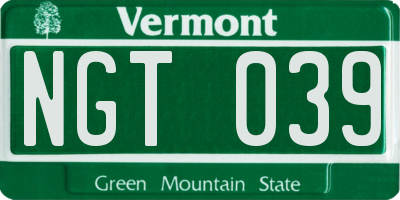 VT license plate NGT039