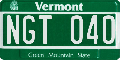 VT license plate NGT040