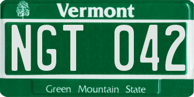 VT license plate NGT042