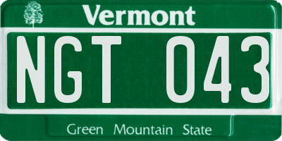 VT license plate NGT043