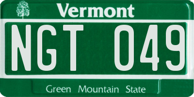 VT license plate NGT049